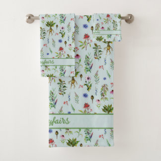 Whimsical Herbs on Mint Green Bath Towel Set
