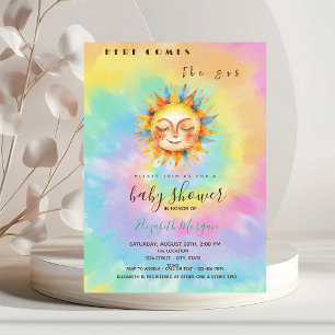 Whimsical Here Comes The Sun Tie Dye Baby Shower   Invitation