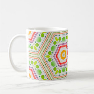 Whimsical hexagons, boho coffee mug