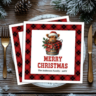 Whimsical highland cow buffalo holiday napkins