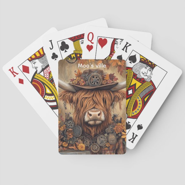 Whimsical Highland Halloween Decor Playing Cards (Back)