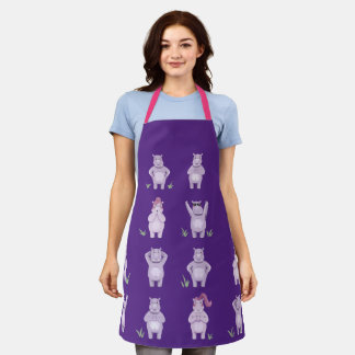 Whimsical Hippo Characters – hippos in love Apron