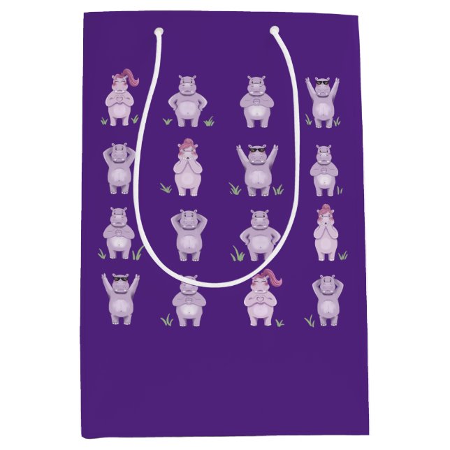 Whimsical Hippo Characters  Medium Gift Bag (Front)