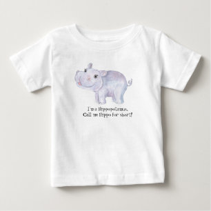 Whimsical Hippopotamus - Watercolor Print Baby T-Shirt