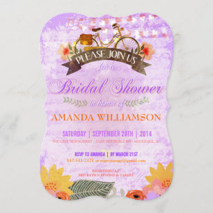 Whimsical Hipster Bicycle Bridal Shower Invitation
