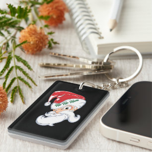 Whimsical Ho Ho Ho Santa Christmas Time Key Ring