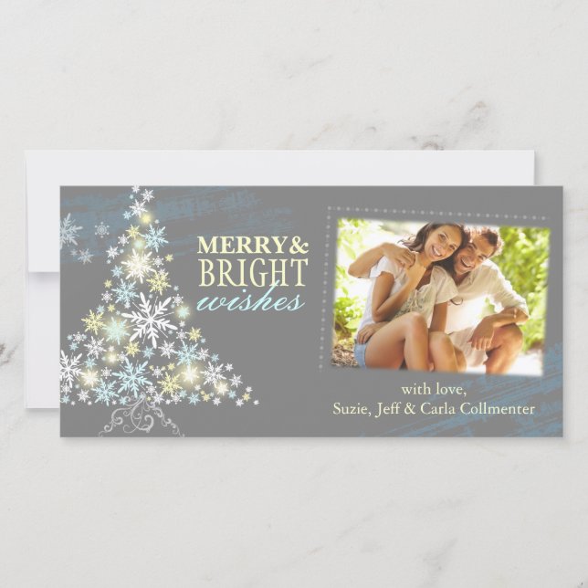 Whimsical Holiday Blessings Sparkling Photocards (Front)