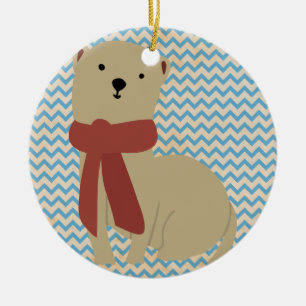 Whimsical Holiday Ferret Ceramic Tree Decoration