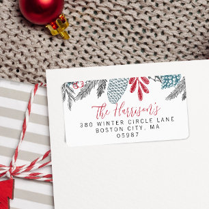 Whimsical Holiday Greenery Address Label