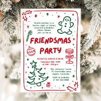 Whimsical Holiday Hand Drawn Friendsmas Party
