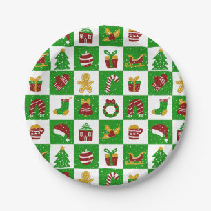 Whimsical Holiday Pine Tree Green Christmas  Paper Plate