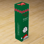 Whimsical Holiday Santa's Special Reserve Wine Box<br><div class="desc">Fun Christmas wine box done in green with cartoon graphics of a red bow, on the lid, a red and white rick rack ribbon, around the top of the box. A cute reindeer, on the right side of the box and Santa peeking out from the bottom front and dreaming of...</div>