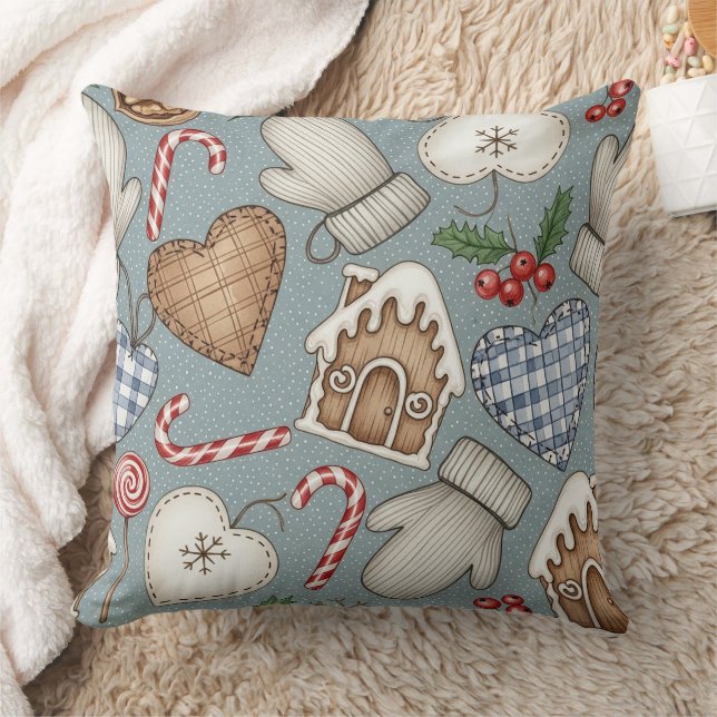 Whimsical Holiday Treats & Winter Mittens (2) Cushion (Blanket)