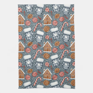 Whimsical Holiday Treats & Winter Mittens (3) Tea Towel