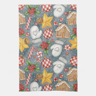 Whimsical Holiday Treats & Winter Mittens (5) Tea Towel