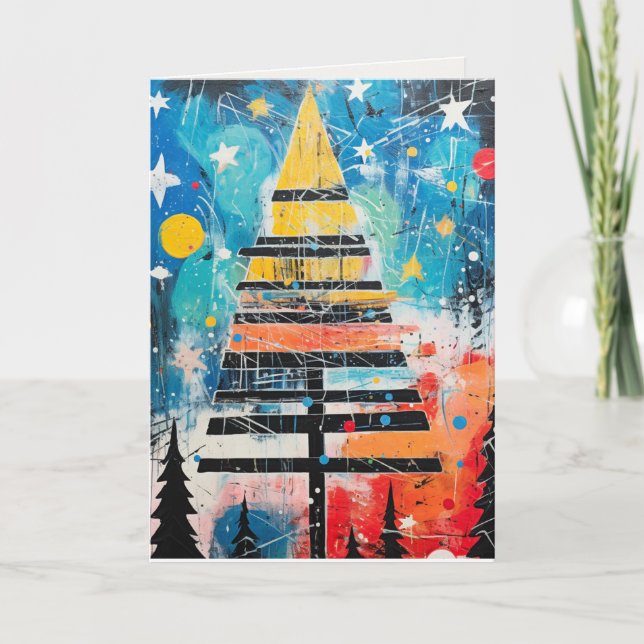 Whimsical Holiday Trees in Abstract Design (Front)