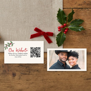 Whimsical Holiday Wedding Website QR Code Enclosure Card