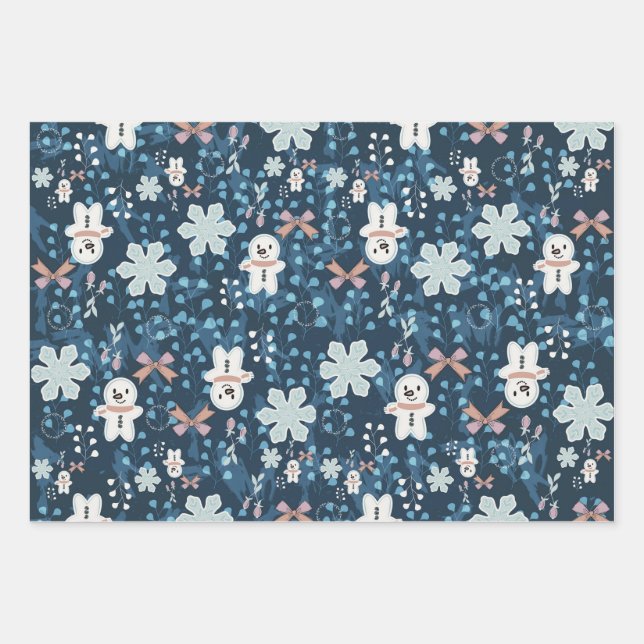 Whimsical Holiday Wrapping Paper Flat Sheet (Front)