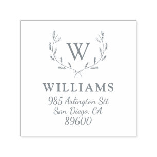 Whimsical Holiday Wreath Monogram Return Address Self-inking Stamp