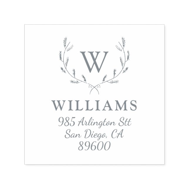 Whimsical Holiday Wreath Monogram Return Address Self-inking Stamp (Design)