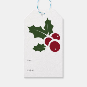 Whimsical Holly Holiday Gift Tags