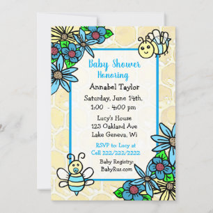 Whimsical Honey Bee Boy's Baby Shower Invitation