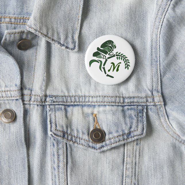 Whimsical Hooded Grasshopper Monogram 6 Cm Round Badge (In Situ)