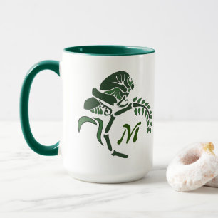 Whimsical Hooded Grasshopper Monogram Mug