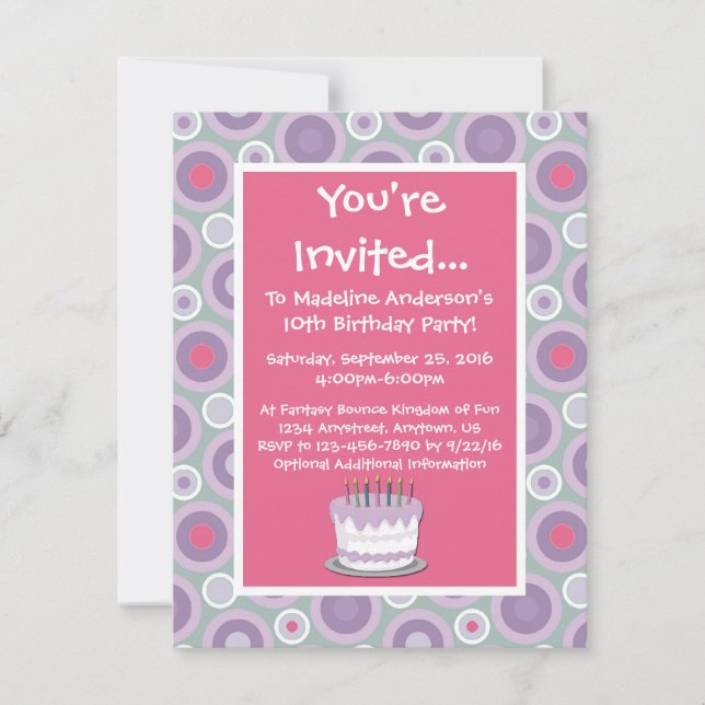 Whimsical Hoops Birthday Party Invitation (Front)