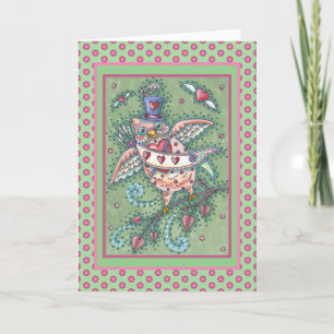 WHIMSICAL HOOTS N' HEARTS CUPID OWL VALENTINE HOLIDAY CARD