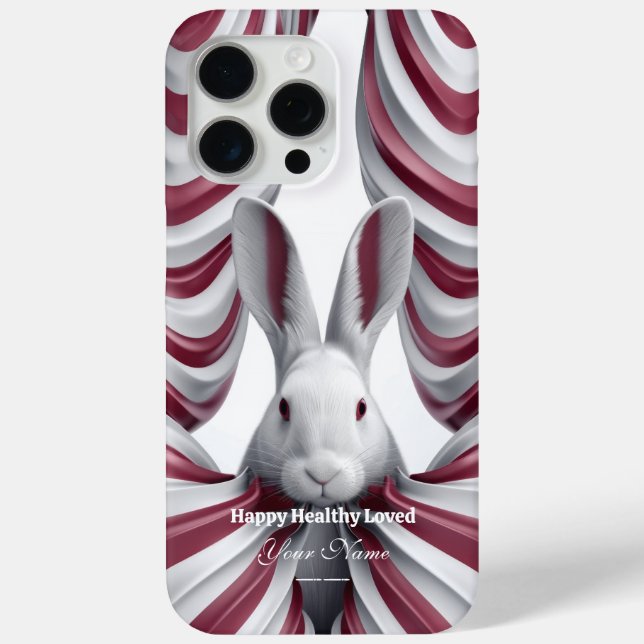 Whimsical Hopper: Artful Rabbit iPhone 15 case (Back)
