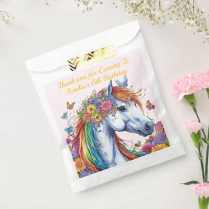 Whimsical Horse Rainbow Floral Equestrian Birthday Favour Bags