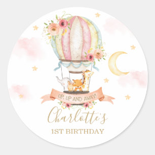 Whimsical Hot Air Balloon Animals Thank You Favour Classic Round Sticker