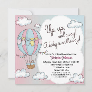 Whimsical Hot Air Balloon Baby Shower  Invitation