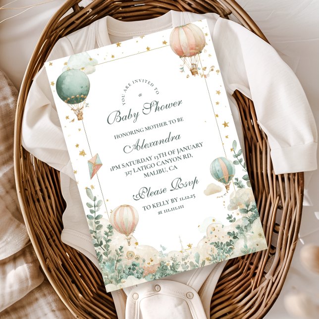 Whimsical Hot Air Balloon Baby Shower Invitation (Creator Uploaded)