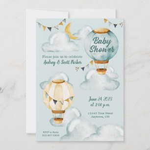 Whimsical Hot Air Balloon Baby Shower Invitation