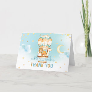 Whimsical Hot Air Balloon Cute Animals Birthday Thank You Card