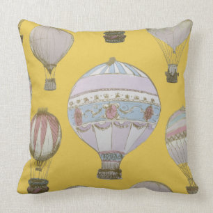 Whimsical Hot Air Balloon - Emperor Yellow Cushion