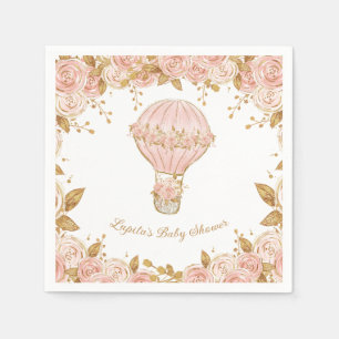 Whimsical Hot Air Balloon Girl Baby Shower Napkin