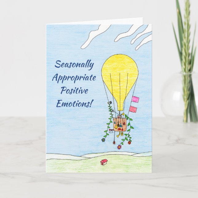Whimsical Hot Air Balloon Holiday Card (Front)