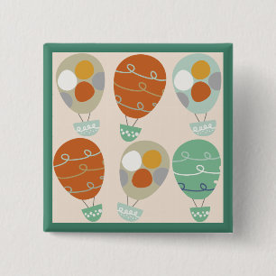 Whimsical Hot Air Balloons 15 Cm Square Badge