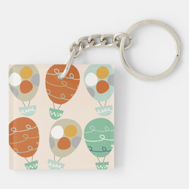 Whimsical Hot Air Balloons Key Ring (Back)