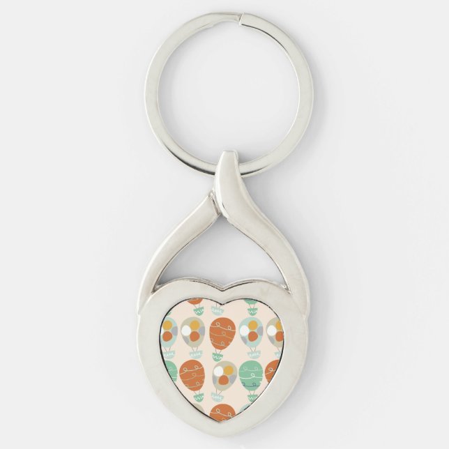 Whimsical Hot Air Balloons Key Ring (Front)