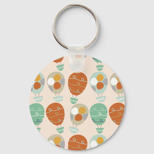 Whimsical Hot Air Balloons Key Ring (Front)