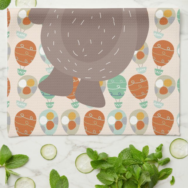 Whimsical Hot Air Balloons Tea Towel (Folded)