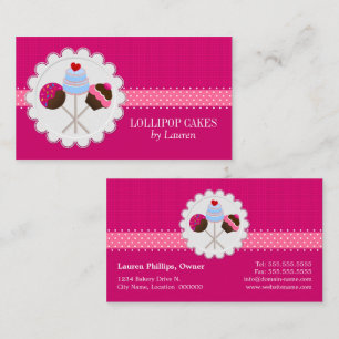 Whimsical Hot Pink Cake Pops Business Card