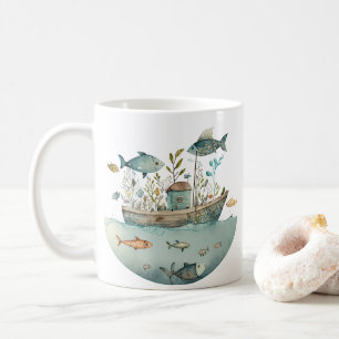 Whimsical Houseboat Coffee Mug