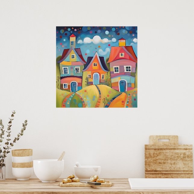 Whimsical Houses Poster (Kitchen)