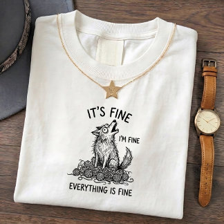 Whimsical Howling Wolf Anxiety Humour Quote Tee