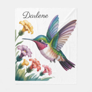 Whimsical Hummingbird Floral Baby Shower Fleece Blanket